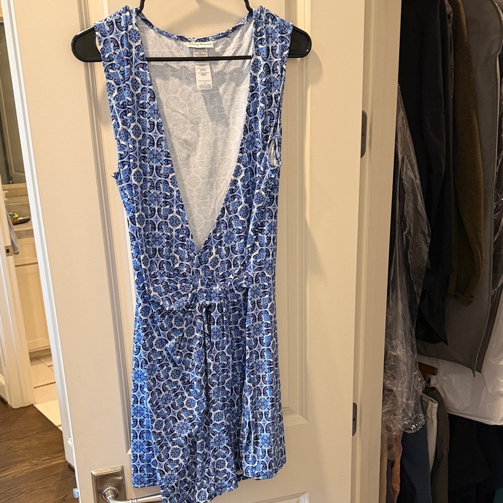 Tommy Bahama Blue Printed Girls' Sleeveless One-Piece Romper
